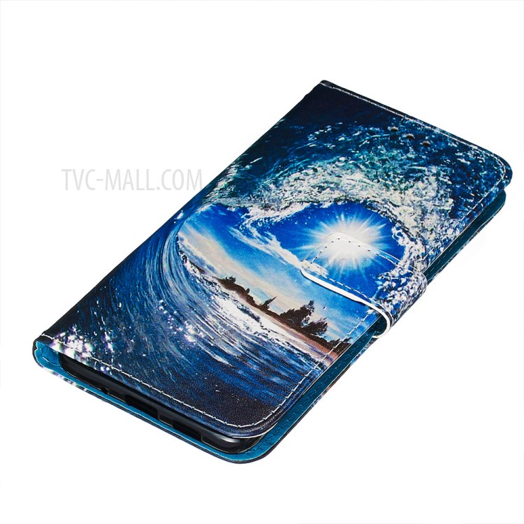 Pattern Printing Leather Wallet Case for Samsung Galaxy S20 Plus - Wave-3