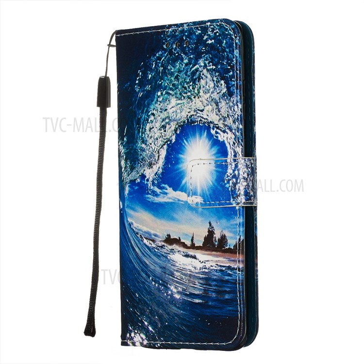 Pattern Printing Leather Wallet Case for Samsung Galaxy S20 Plus - Wave-4