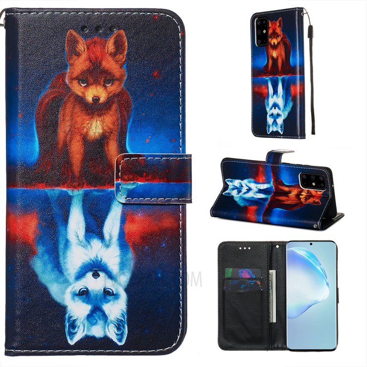 Pattern Printing Leather Wallet Case for Samsung Galaxy S20 Plus - Fox-1