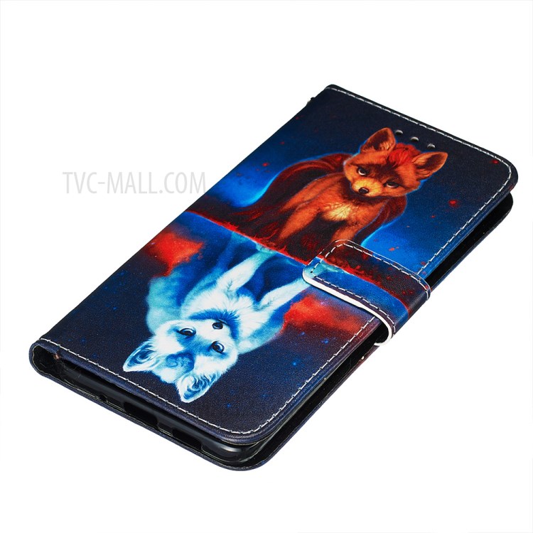 Pattern Printing Leather Wallet Case for Samsung Galaxy S20 Plus - Fox-3
