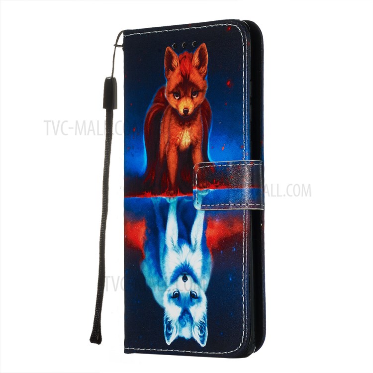 Pattern Printing Leather Wallet Case for Samsung Galaxy S20 Plus - Fox-4
