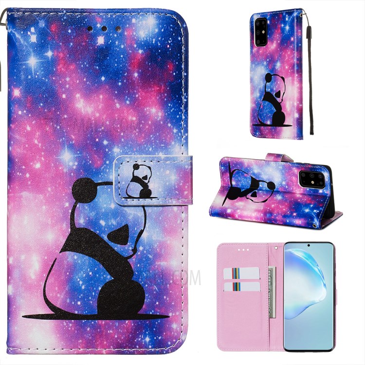 Pattern Printing Leather Wallet Case for Samsung Galaxy S20 Plus - Sad Panda-1