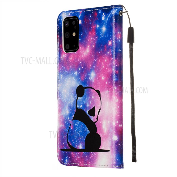 Pattern Printing Leather Wallet Case for Samsung Galaxy S20 Plus - Sad Panda-5