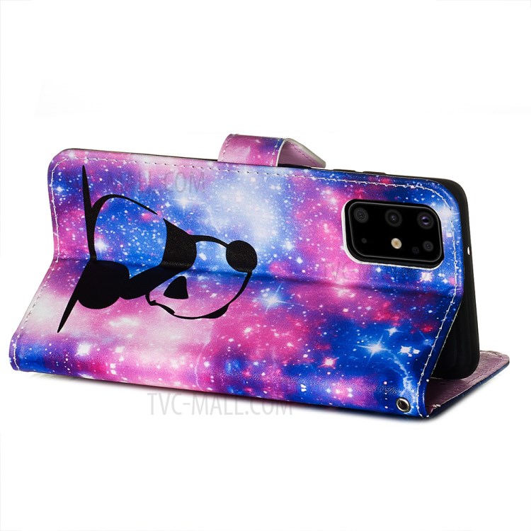 Pattern Printing Leather Wallet Case for Samsung Galaxy S20 Plus - Sad Panda-6