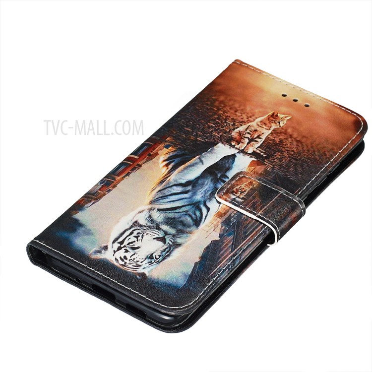 Pattern Printing Leather Wallet Case for Samsung Galaxy S20 Plus - Cat and Tiger-3