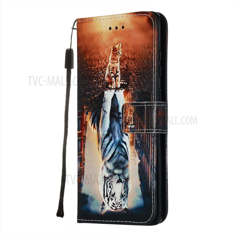 Pattern Printing Leather Wallet Case for Samsung Galaxy S20 Plus - Cat and Tiger-4