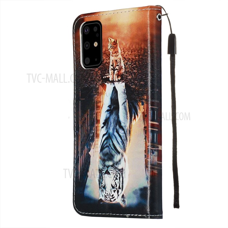 Pattern Printing Leather Wallet Case for Samsung Galaxy S20 Plus - Cat and Tiger-5