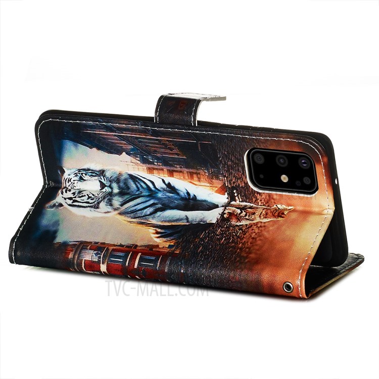 Pattern Printing Leather Wallet Case for Samsung Galaxy S20 Plus - Cat and Tiger-6
