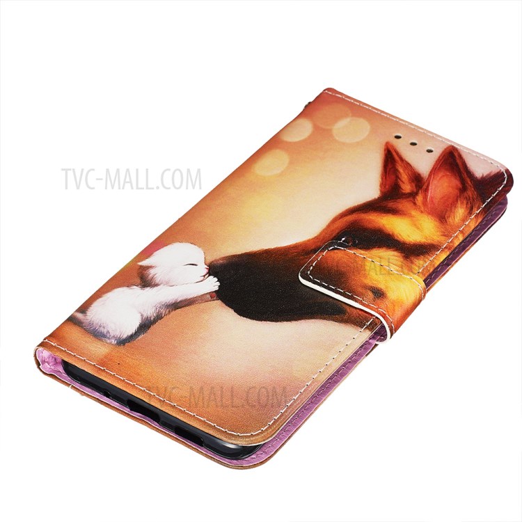 Pattern Printing Leather Wallet Case for Samsung Galaxy S20 Plus - Cat and Dog-3