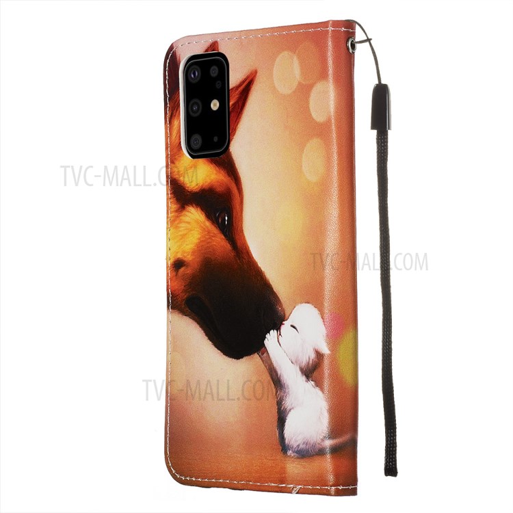 Pattern Printing Leather Wallet Case for Samsung Galaxy S20 Plus - Cat and Dog-5