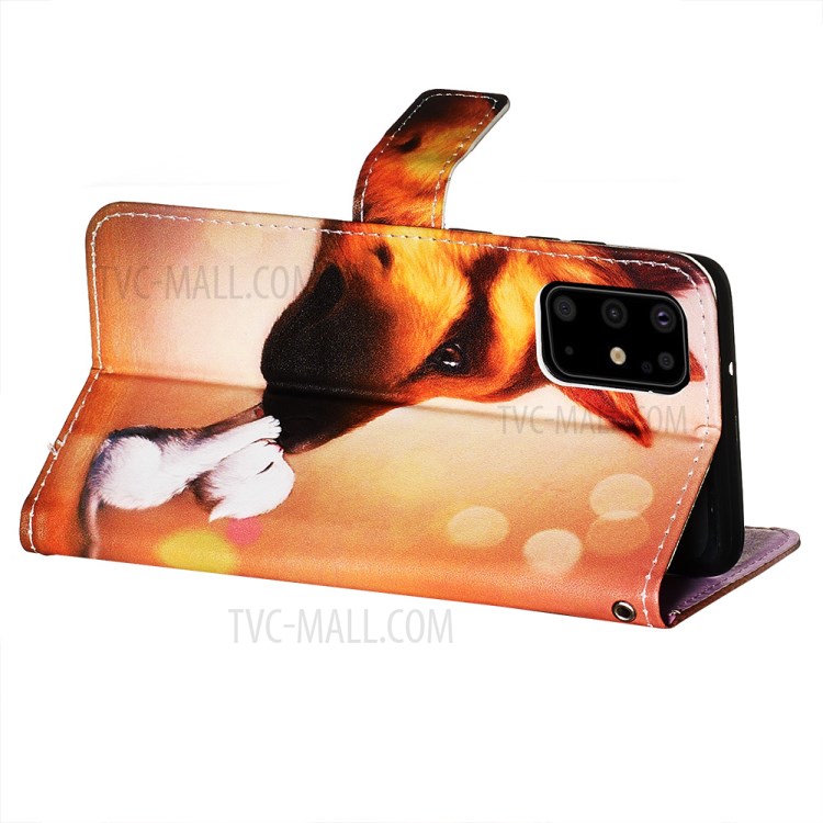 Pattern Printing Leather Wallet Case for Samsung Galaxy S20 Plus - Cat and Dog-6