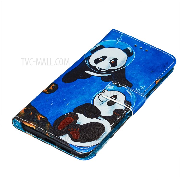 Pattern Printing Leather Wallet Case for Samsung Galaxy S20 Plus - Two Pandas-3