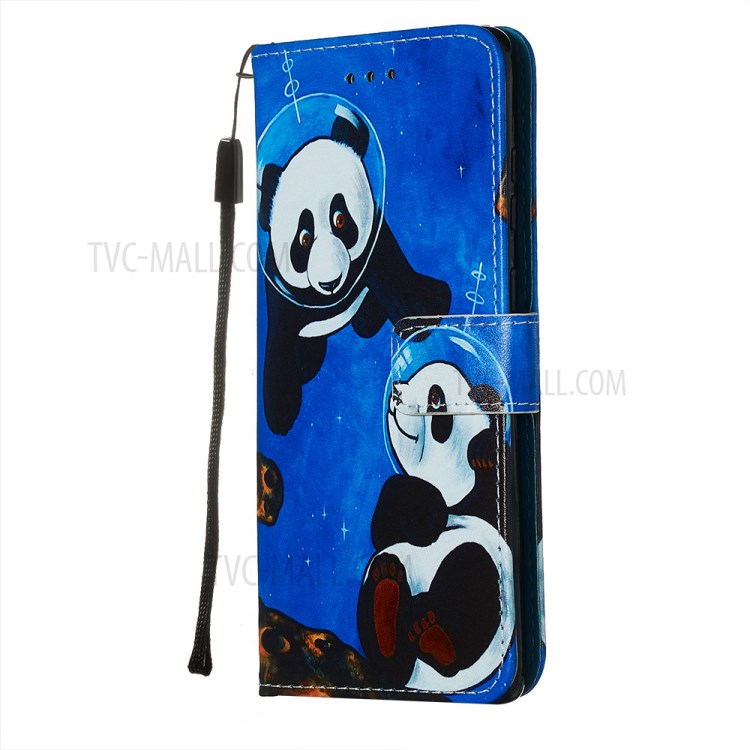 Pattern Printing Leather Wallet Case for Samsung Galaxy S20 Plus - Two Pandas-4