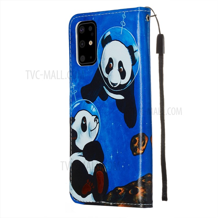 Pattern Printing Leather Wallet Case for Samsung Galaxy S20 Plus - Two Pandas-5