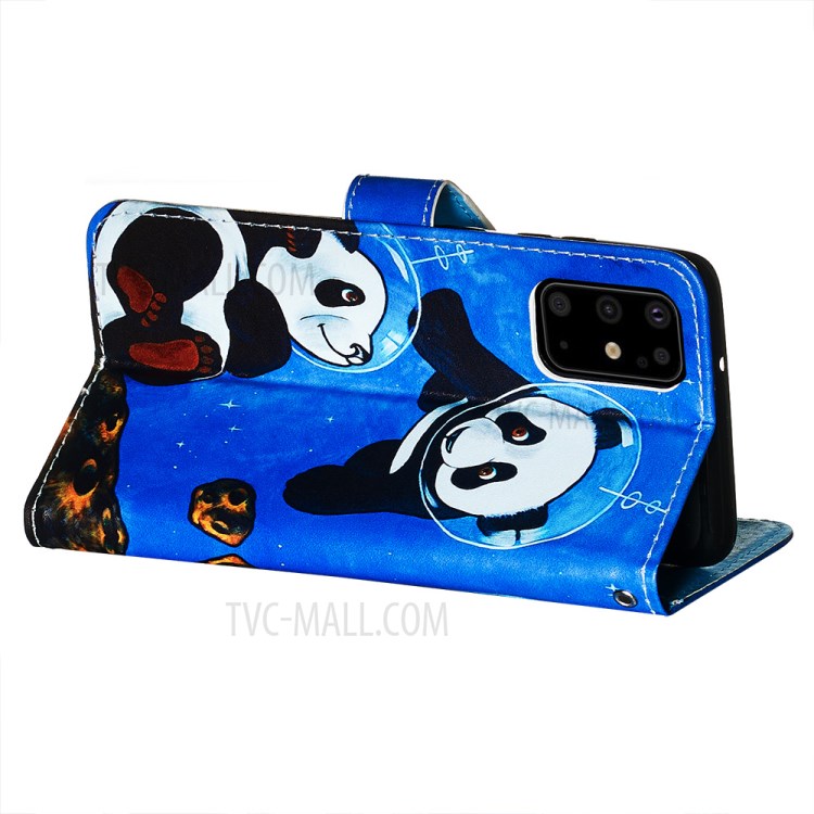 Pattern Printing Leather Wallet Case for Samsung Galaxy S20 Plus - Two Pandas-6
