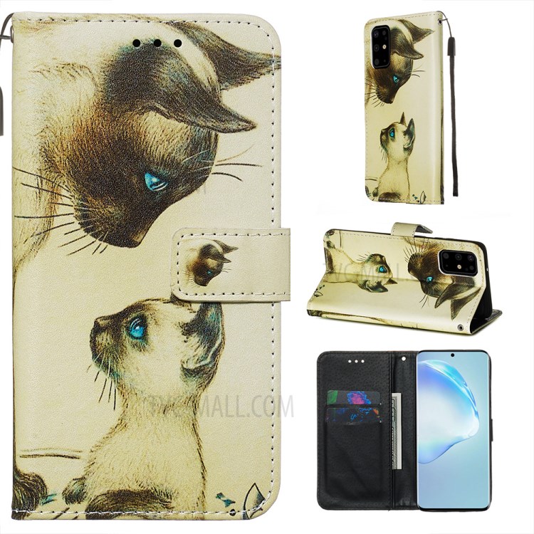 Pattern Printing Leather Wallet Case for Samsung Galaxy S20 Plus - Two Cats-1
