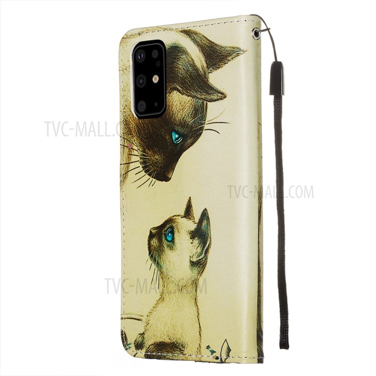 Pattern Printing Leather Wallet Case for Samsung Galaxy S20 Plus - Two Cats-5