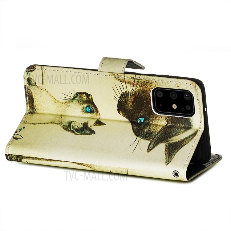 Pattern Printing Leather Wallet Case for Samsung Galaxy S20 Plus - Two Cats-6