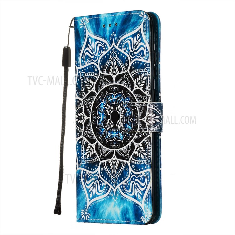Pattern Printing Light Spot Decor Leather Wallet Case for Samsung Galaxy S20 Ultra - Mandala Flower-4