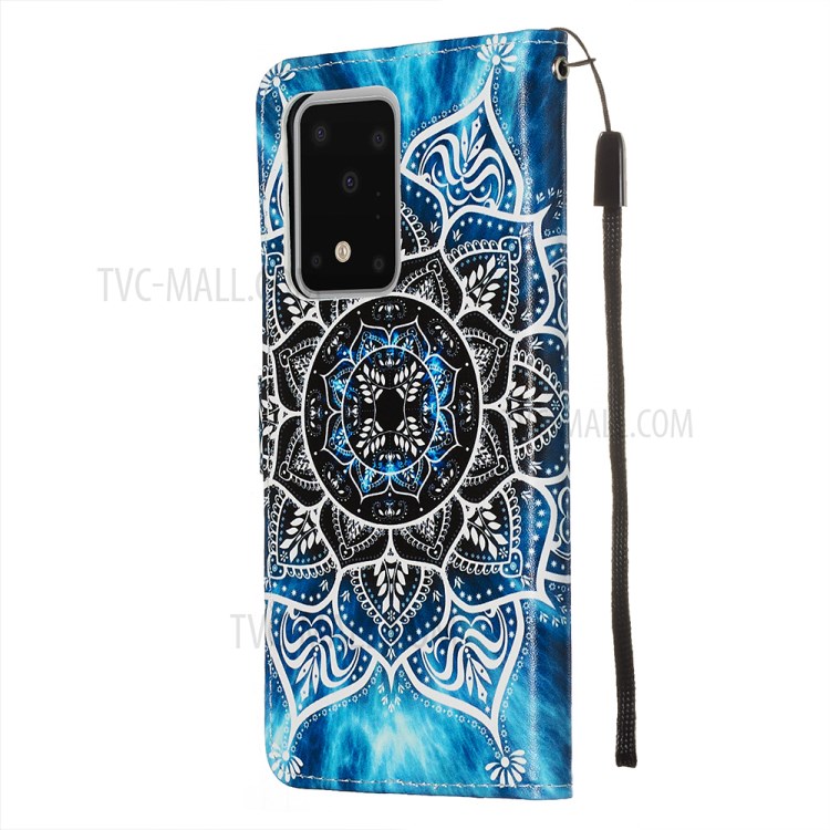Pattern Printing Light Spot Decor Leather Wallet Case for Samsung Galaxy S20 Ultra - Mandala Flower-5