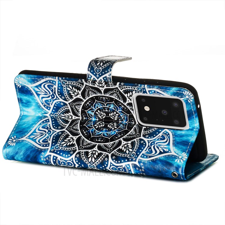 Pattern Printing Light Spot Decor Leather Wallet Case for Samsung Galaxy S20 Ultra - Mandala Flower-6