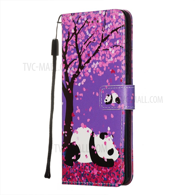 Pattern Printing Light Spot Decor Leather Wallet Case for Samsung Galaxy S20 Ultra - Panda-4