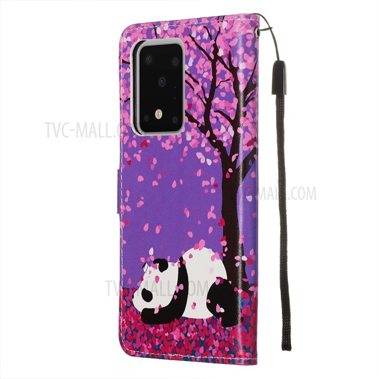 Pattern Printing Light Spot Decor Leather Wallet Case for Samsung Galaxy S20 Ultra - Panda-5