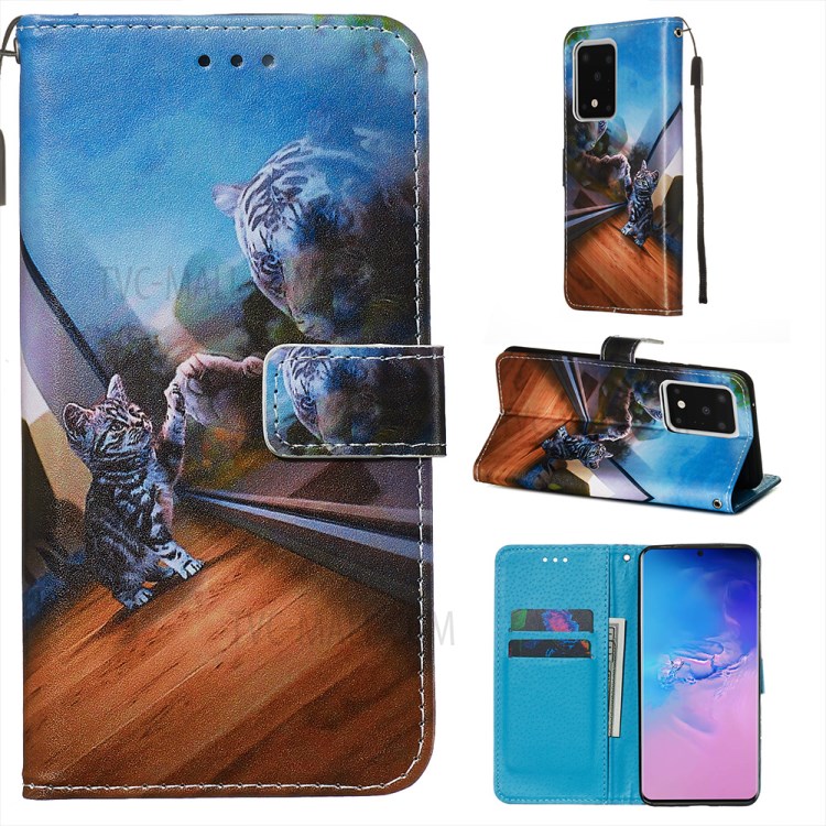 Pattern Printing Light Spot Decor Leather Wallet Case for Samsung Galaxy S20 Ultra - Cat-1