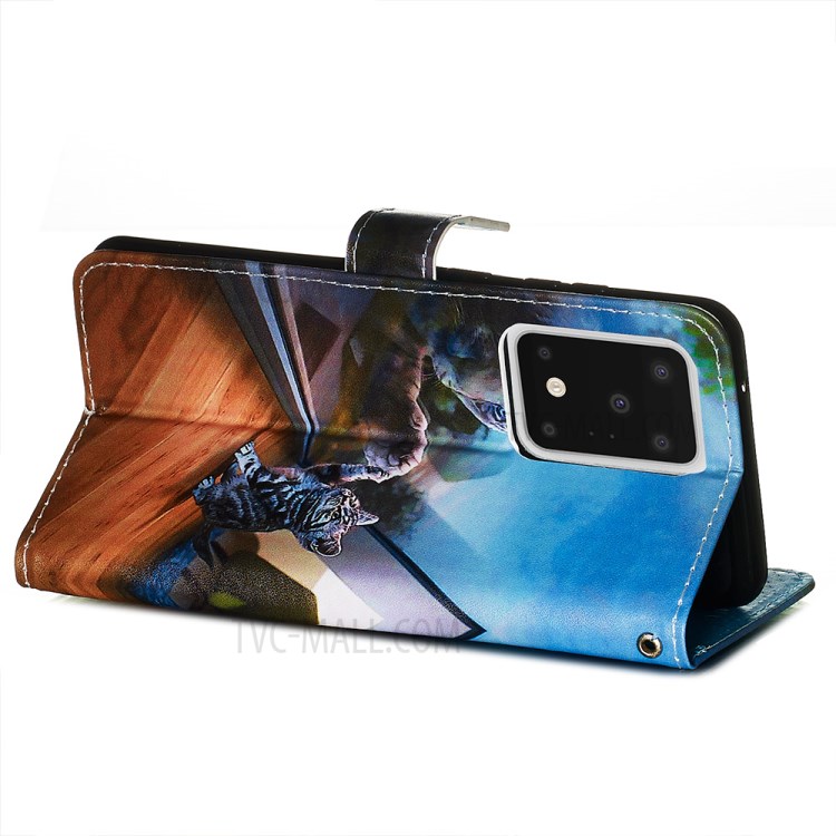 Pattern Printing Light Spot Decor Leather Wallet Case for Samsung Galaxy S20 Ultra - Cat-6