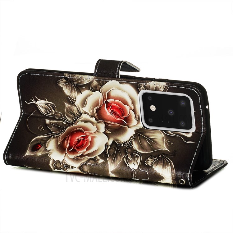 Pattern Printing Light Spot Decor Leather Wallet Case for Samsung Galaxy S20 Ultra - Vivid Flower-6
