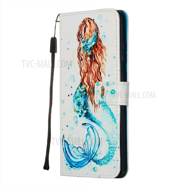 Pattern Printing Light Spot Decor Leather Wallet Case for Samsung Galaxy S20 Ultra - Mermaid-4