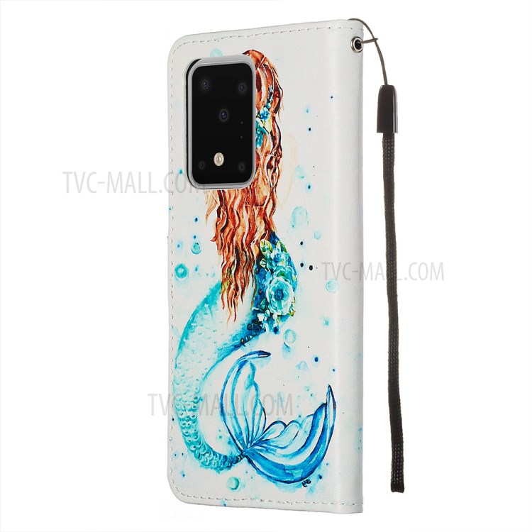 Pattern Printing Light Spot Decor Leather Wallet Case for Samsung Galaxy S20 Ultra - Mermaid-5