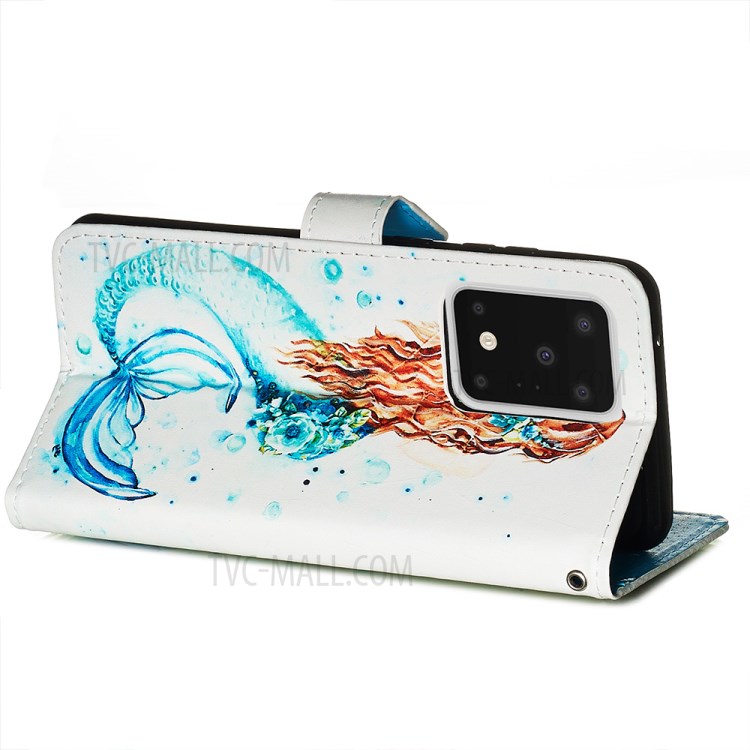 Pattern Printing Light Spot Decor Leather Wallet Case for Samsung Galaxy S20 Ultra - Mermaid-6