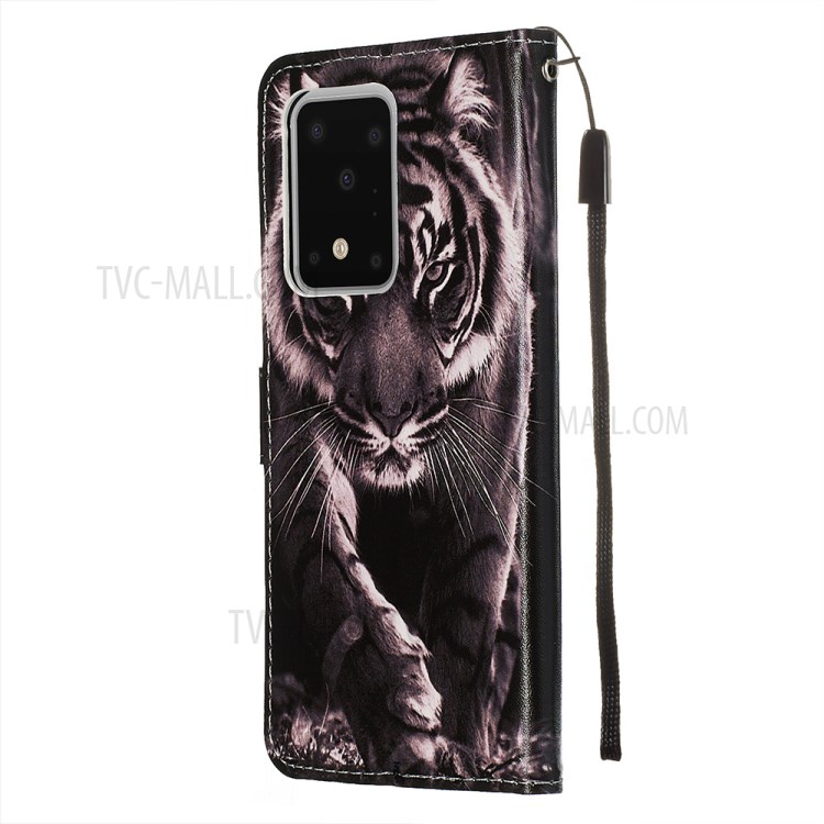 Pattern Printing Light Spot Decor Leather Wallet Case for Samsung Galaxy S20 Ultra - Tiger-5