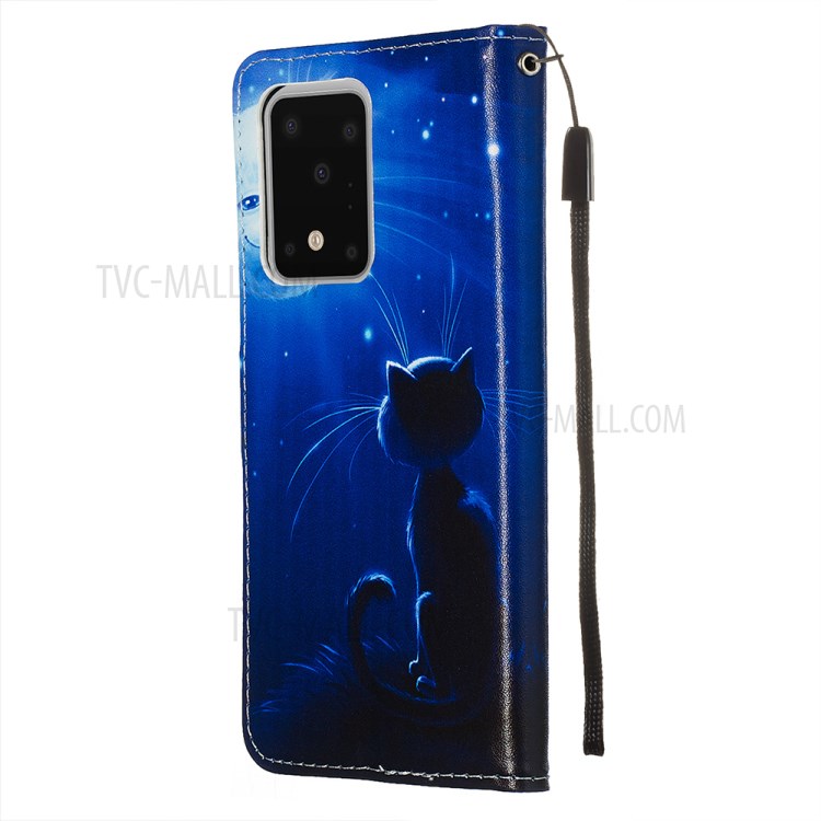 Pattern Printing Light Spot Decor Leather Wallet Case for Samsung Galaxy S20 Ultra - Cute Cat-5
