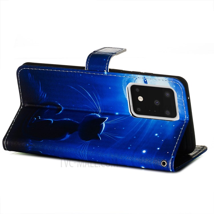 Pattern Printing Light Spot Decor Leather Wallet Case for Samsung Galaxy S20 Ultra - Cute Cat-6