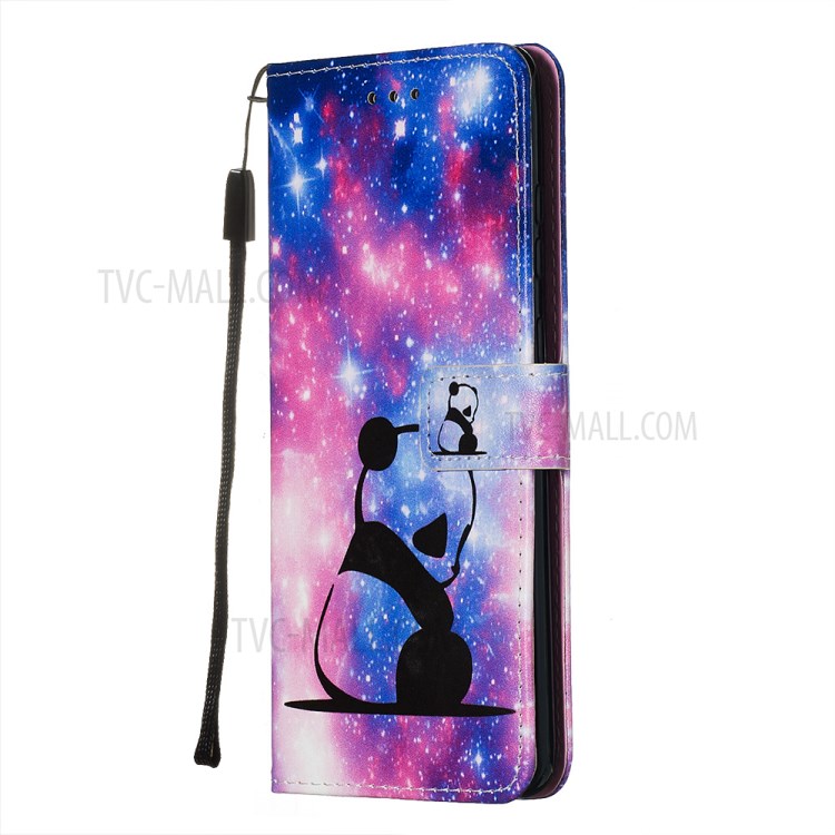 Pattern Printing Light Spot Decor Leather Wallet Case for Samsung Galaxy S20 Ultra - Sad Panda-4