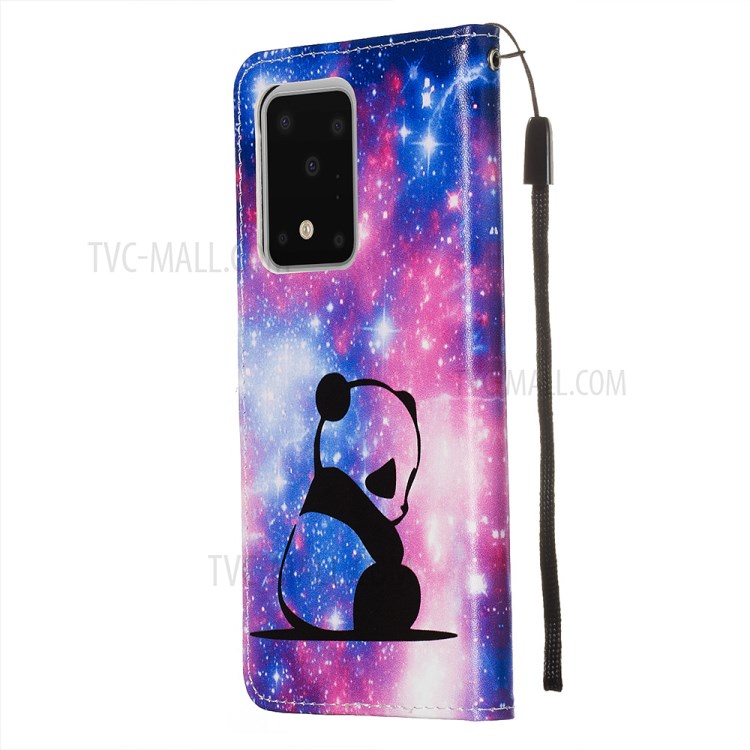 Pattern Printing Light Spot Decor Leather Wallet Case for Samsung Galaxy S20 Ultra - Sad Panda-5