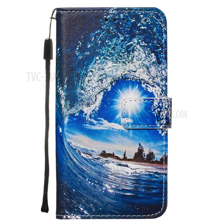 Pattern Printing Light Spot Decor Leather Wallet Case for Samsung Galaxy S20 Ultra - Wave-2