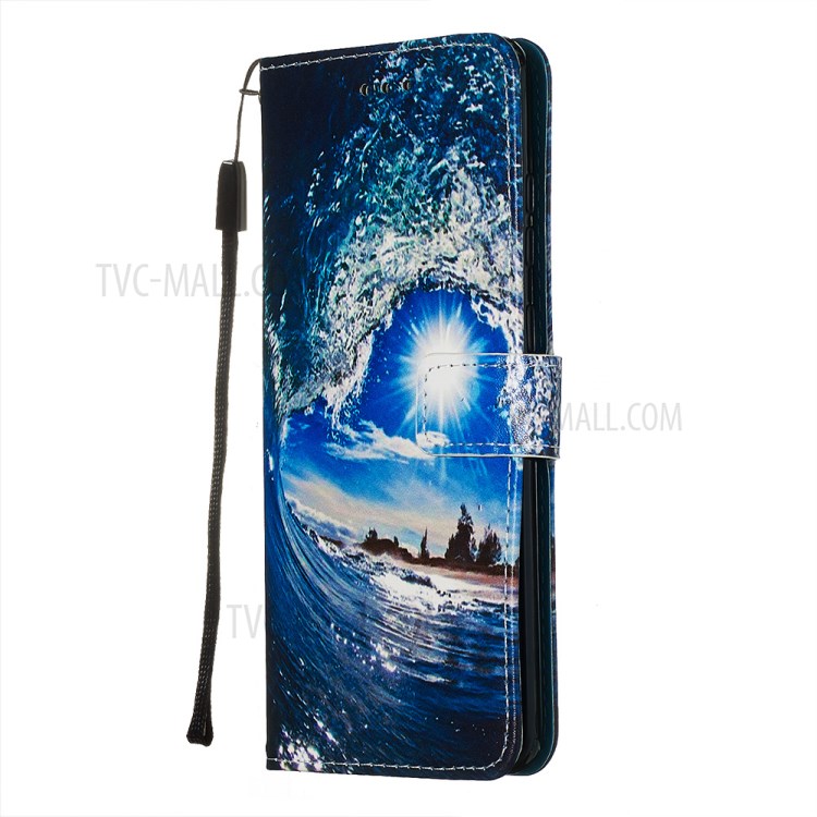 Pattern Printing Light Spot Decor Leather Wallet Case for Samsung Galaxy S20 Ultra - Wave-4