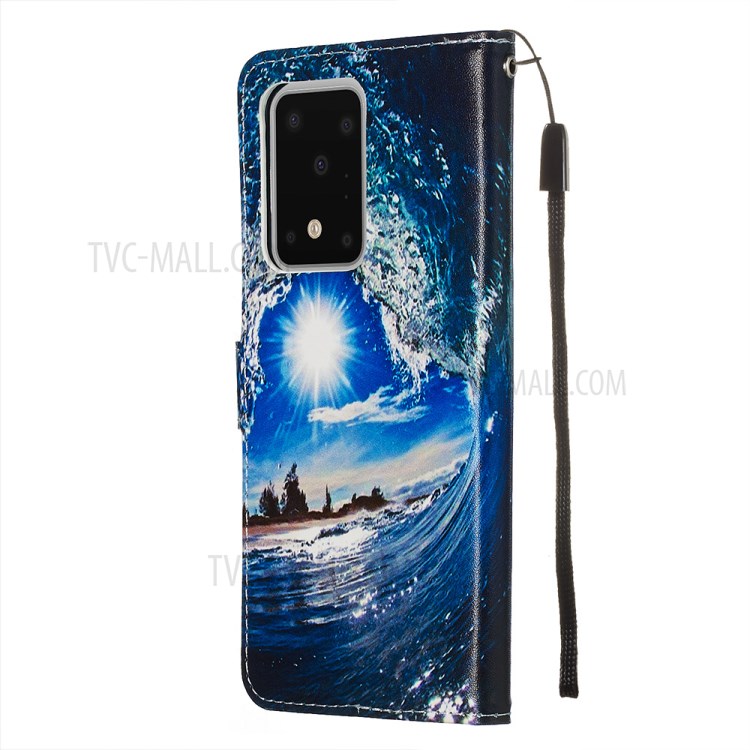 Pattern Printing Light Spot Decor Leather Wallet Case for Samsung Galaxy S20 Ultra - Wave-5