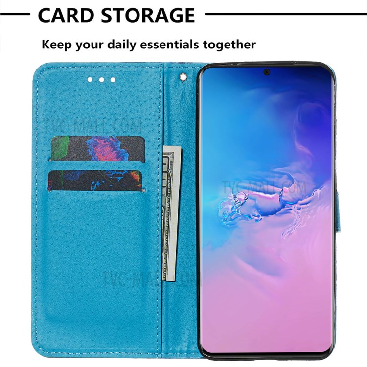 Pattern Printing Light Spot Decor Leather Wallet Case for Samsung Galaxy S20 Ultra - Wave-7