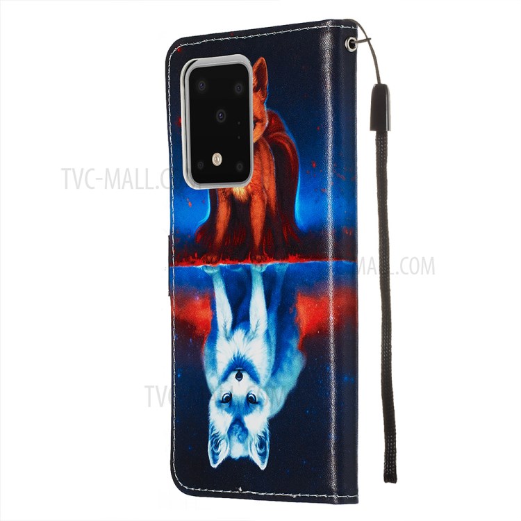 Pattern Printing Light Spot Decor Leather Wallet Case for Samsung Galaxy S20 Ultra - Fox-5