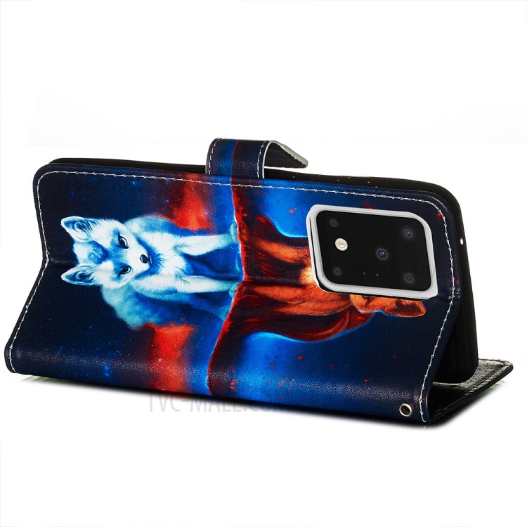Pattern Printing Light Spot Decor Leather Wallet Case for Samsung Galaxy S20 Ultra - Fox-6