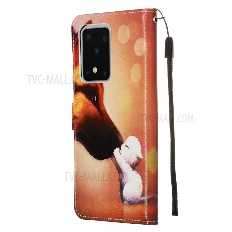 Pattern Printing Light Spot Decor Leather Wallet Case for Samsung Galaxy S20 Ultra - Cat and Dog-5
