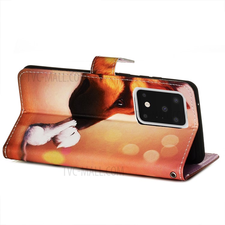 Pattern Printing Light Spot Decor Leather Wallet Case for Samsung Galaxy S20 Ultra - Cat and Dog-6