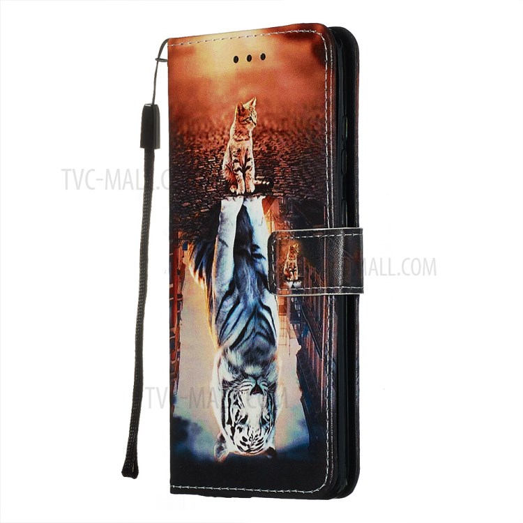 Pattern Printing Light Spot Decor Leather Wallet Case for Samsung Galaxy S20 Ultra - Cat and Tiger-4