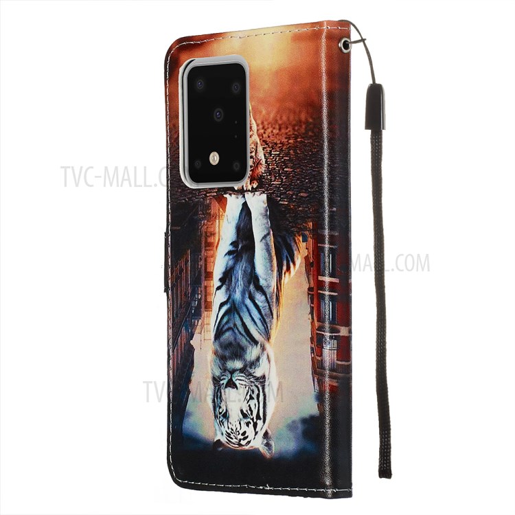 Pattern Printing Light Spot Decor Leather Wallet Case for Samsung Galaxy S20 Ultra - Cat and Tiger-5