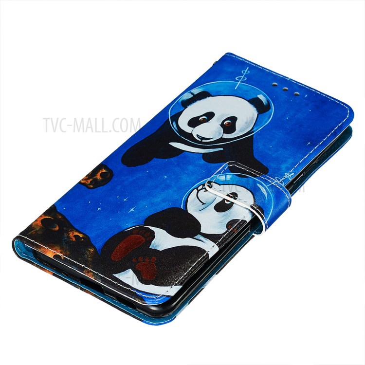 Pattern Printing Light Spot Decor Leather Wallet Case for Samsung Galaxy S20 Ultra - Two Pandas-3