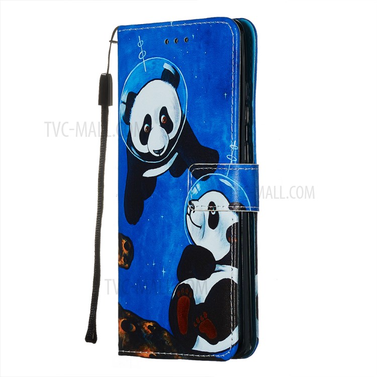 Pattern Printing Light Spot Decor Leather Wallet Case for Samsung Galaxy S20 Ultra - Two Pandas-4